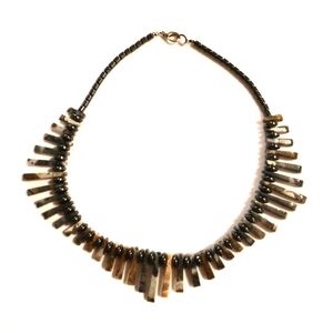 NEW Vintage Handmade Natural Marble Gemstone Fan Collar Necklace